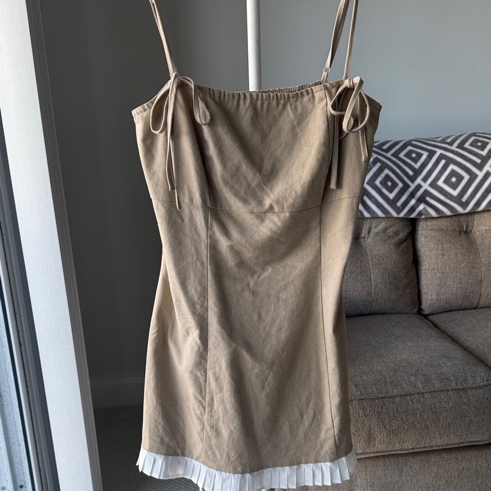 Fashion Nova Tan Mini Dress with Spaghetti Straps